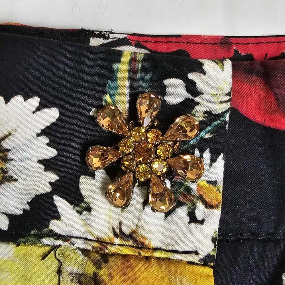 Dolce & Gabbana Daisy & Poppy Print Cotton Straight-Leg Pants 2013 Runway Sz 36 - Picture 4 of 12